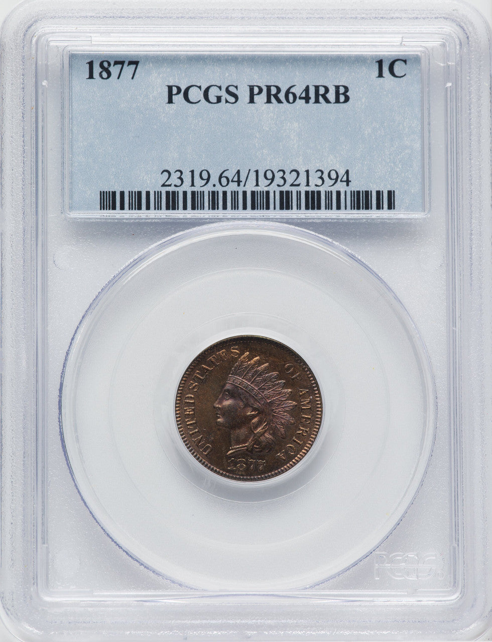 1877 1C RB Proof Indian Cent PCGS PR64