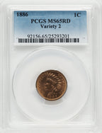 1886 1C Type Two RD Indian Cent PCGS MS65