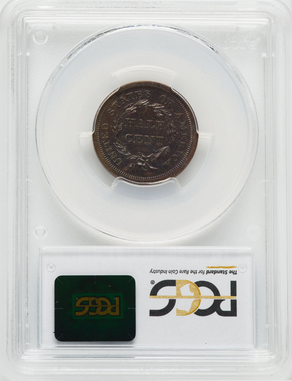 1842 1/2 C RESTRIKE RB Proof Half Cent PCGS PR65