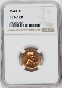 1940 1C RD Proof Lincoln Cent NGC PR67