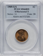 1909-S/S 1C S/Horizont RD Lincoln Cent PCGS MS66