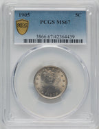 1905 5C Liberty Nickel PCGS MS67