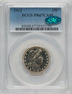 1912 25C CA CAC Proof Barber Quarter PCGS PR67