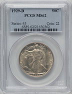 1929-D 50C Walking Liberty Half Dollar PCGS MS62