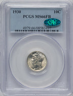 1930 10C FB CAC Mercury Dime PCGS MS66