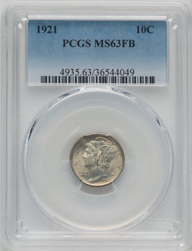 1921 10C FB Mercury Dime PCGS MS63