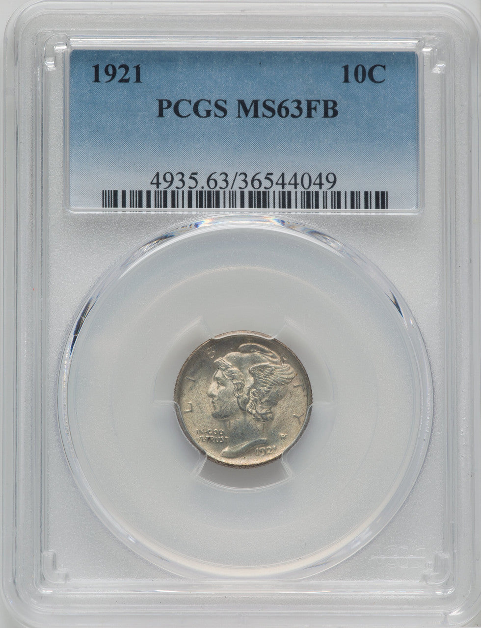 1921 10C FB Mercury Dime PCGS MS63