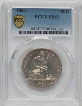 1860 50C Proof Seated Half Dollar PCGS PR62