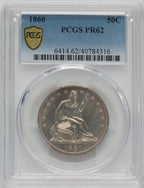1860 50C Proof Seated Half Dollar PCGS PR62
