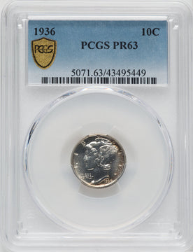 1936 10C Proof Mercury Dime PCGS PR63