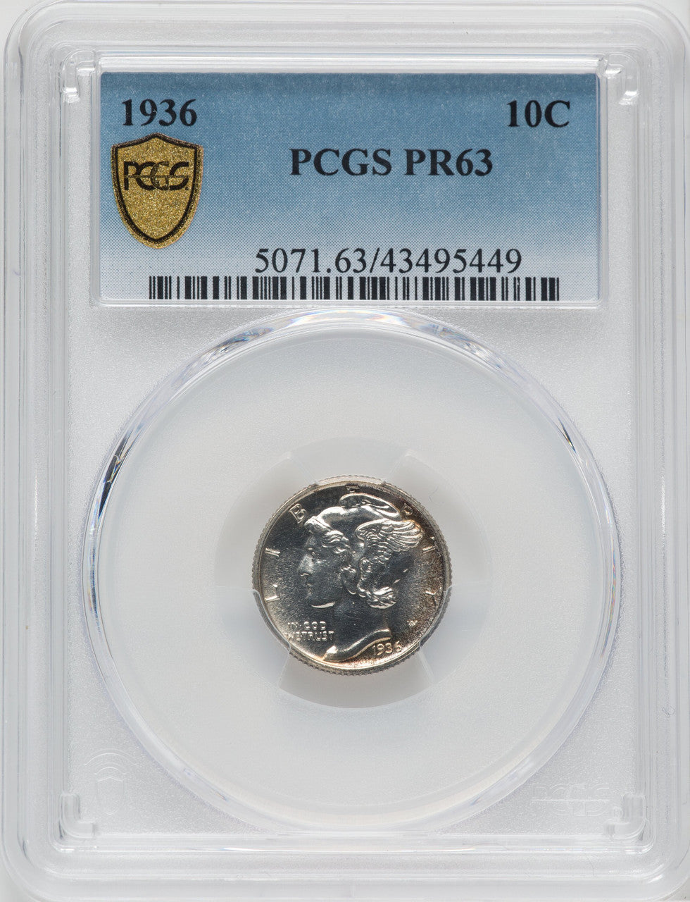 1936 10C Proof Mercury Dime PCGS PR63