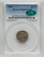 1883 3CN CA CAC Proof Three Cent Nickel PCGS PR67