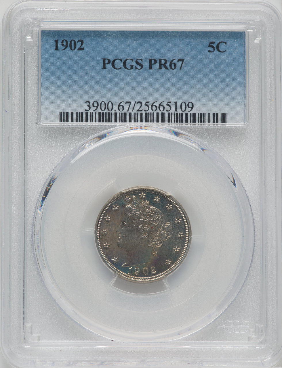 1902 5C Proof Liberty Nickel PCGS PR67