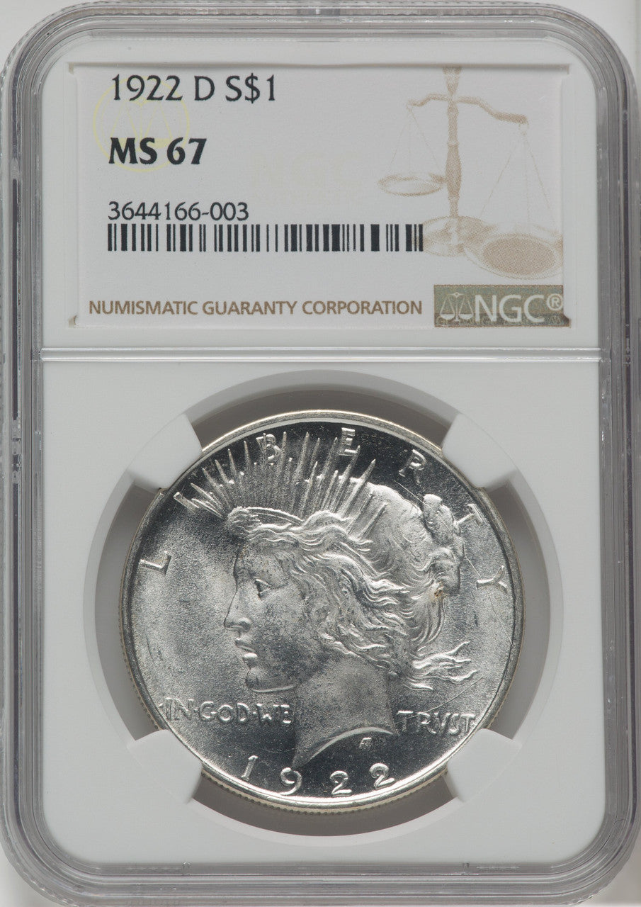 1922-D $1 Peace Dollar NGC MS67