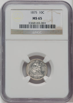 1875 10C Seated Dime NGC MS65