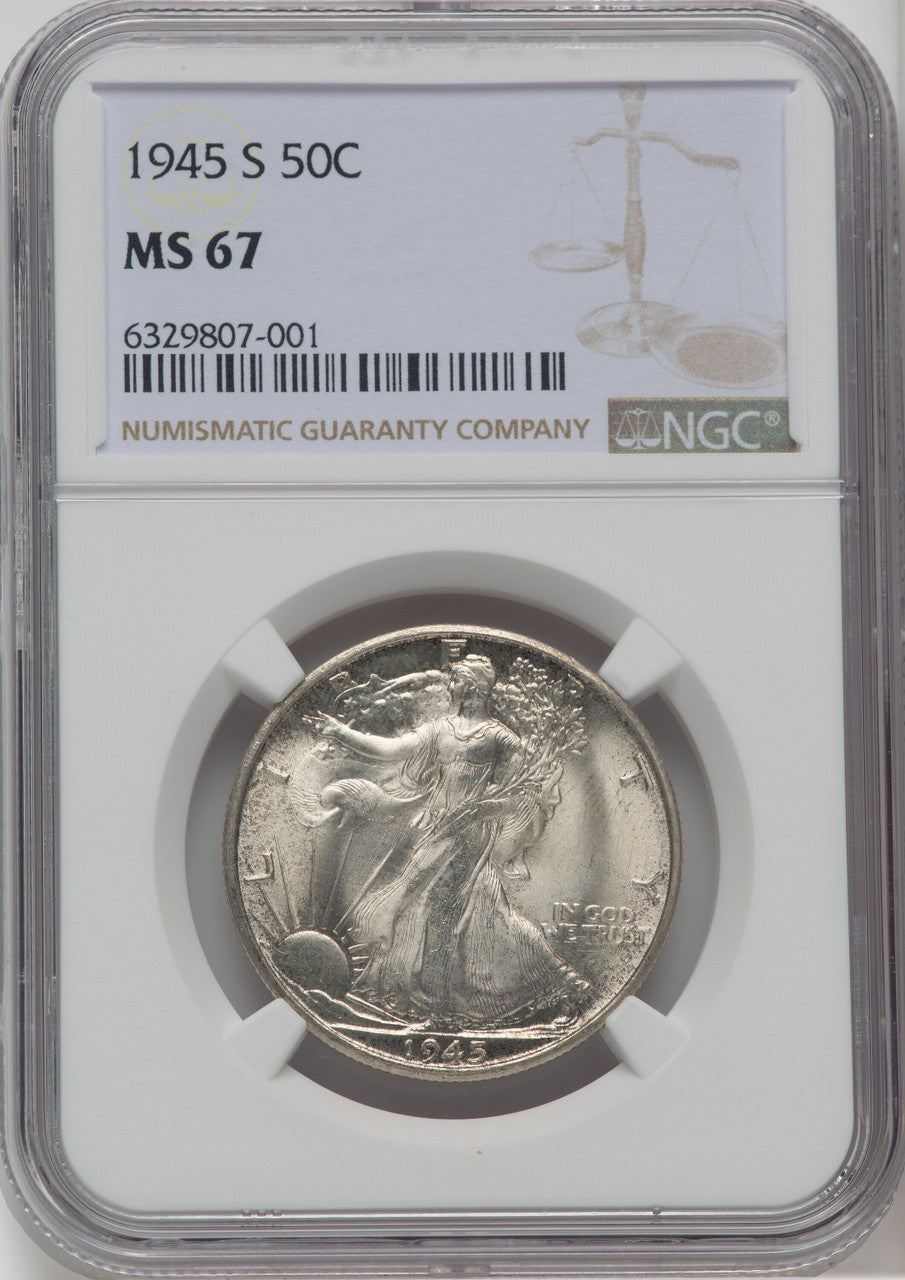 1945-S 50C Walking Liberty Half Dollar NGC MS67