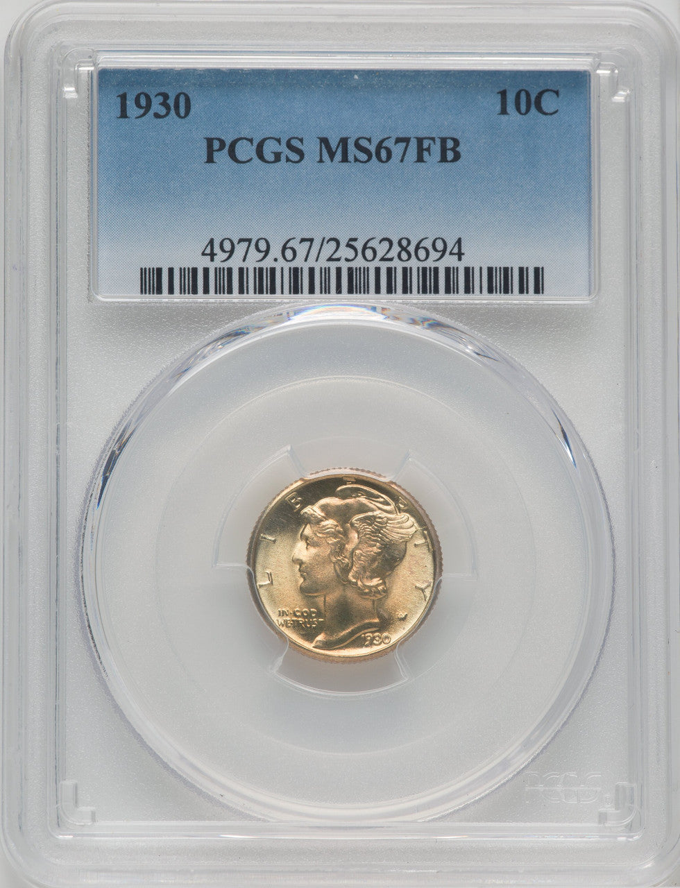 1930 10C FB Mercury Dime PCGS MS67