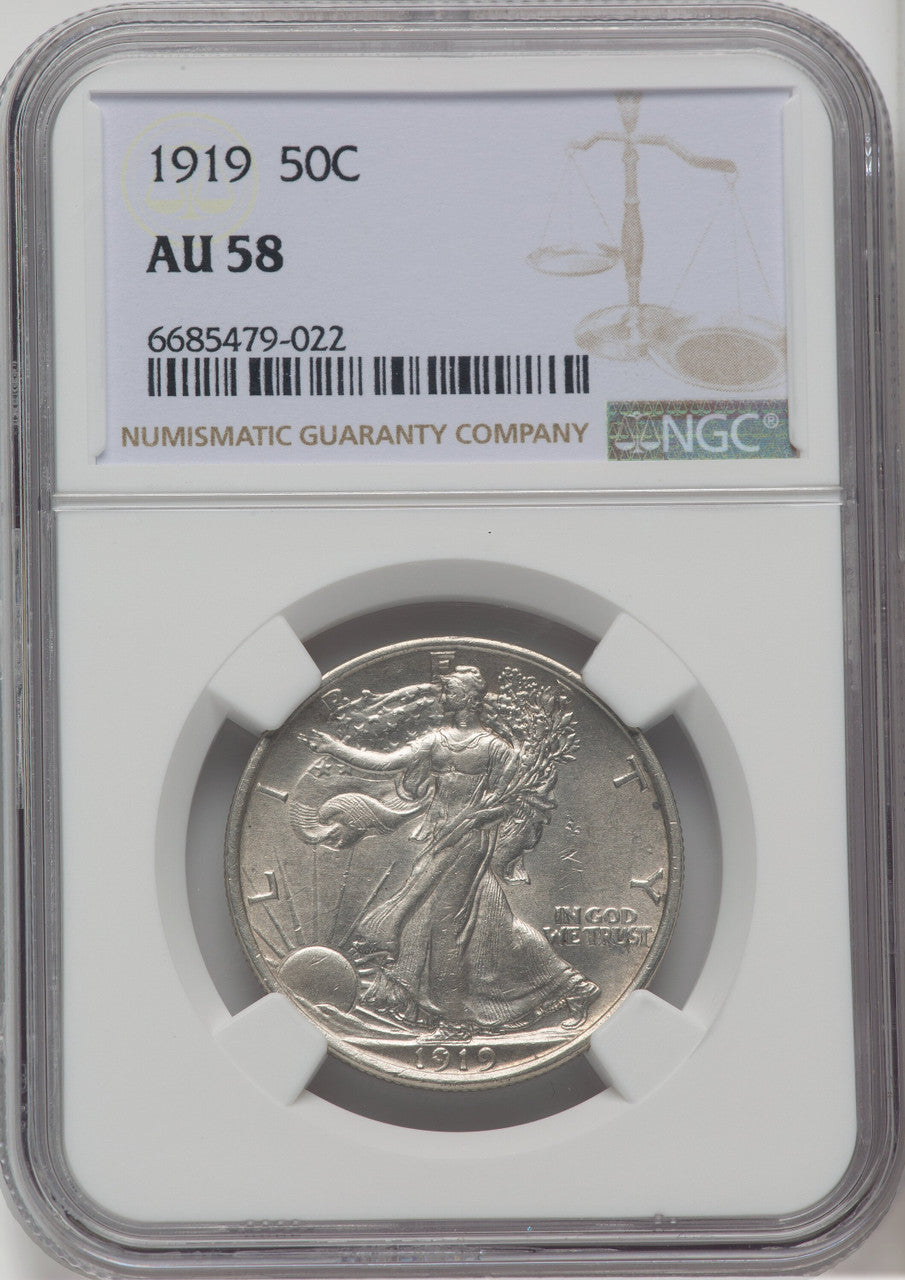 1919 50C Walking Liberty Half Dollar NGC AU58