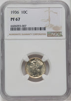 1936 10C Proof Mercury Dime NGC PR67