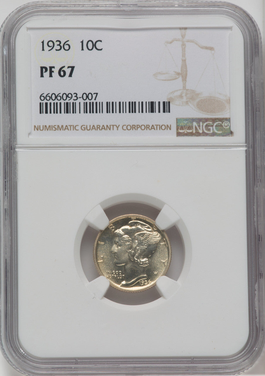 1936 10C Proof Mercury Dime NGC PR67