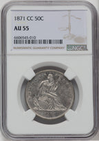 1871-CC 50C Seated Half Dollar NGC AU55