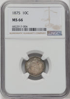 1875 10C Seated Dime NGC MS66