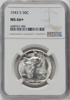 1943-S 50C Walking Liberty Half Dollar NGC MS66+