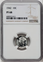 1942 10C Proof Mercury Dime NGC PR68