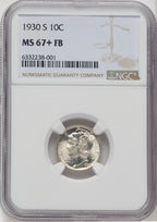 1930-S 10C FB Mercury Dime NGC MS67+