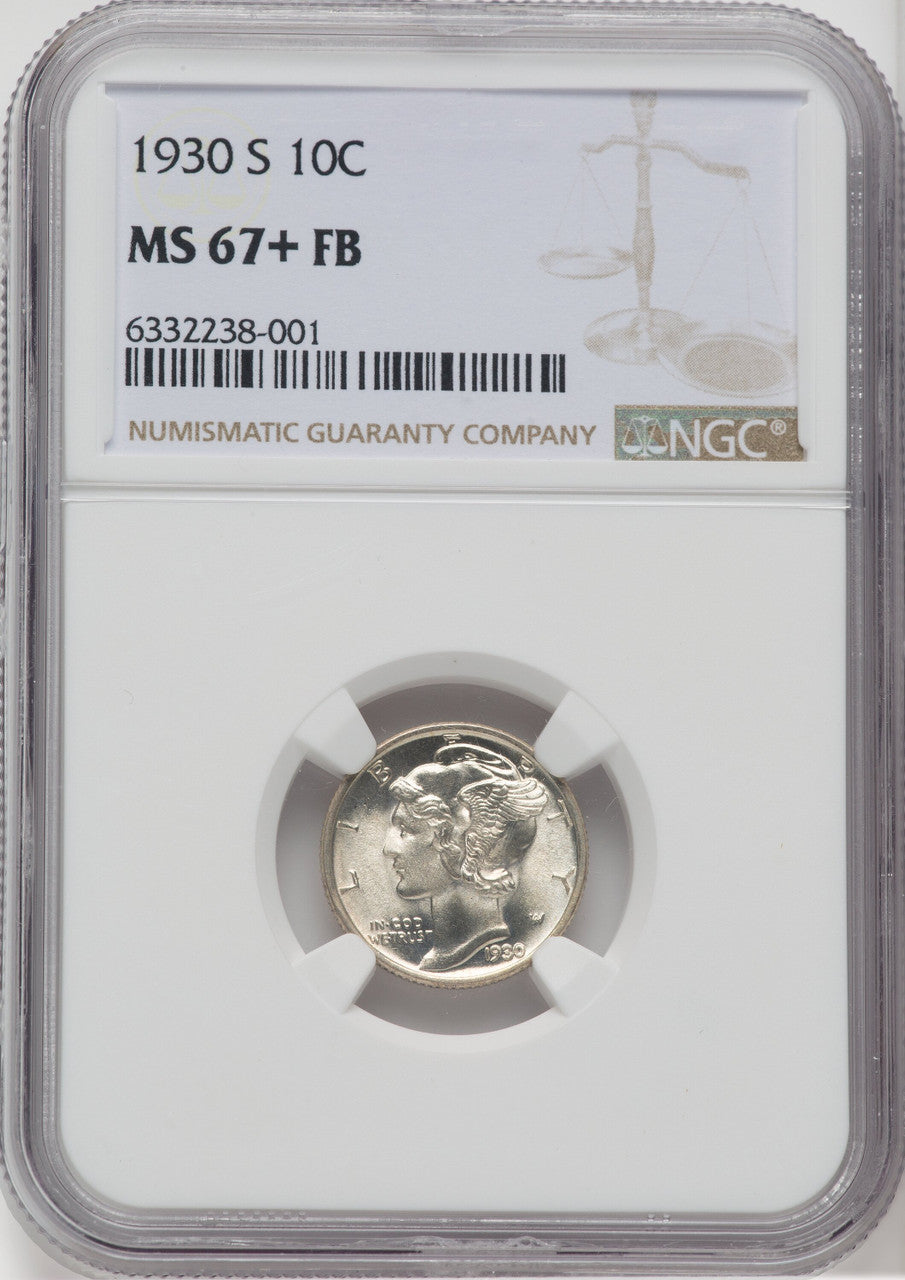 1930-S 10C FB Mercury Dime NGC MS67+