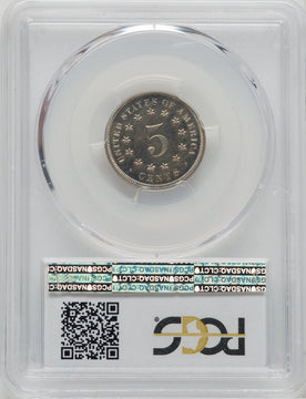 1867 5C No Rays CA CAC Proof Shield Nickel PCGS PR65