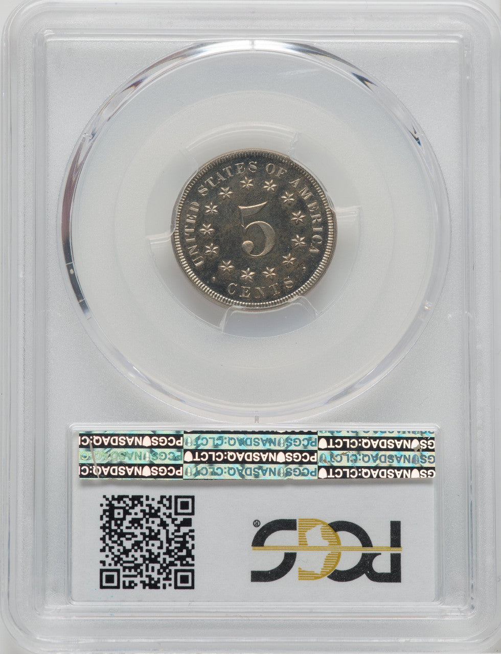 1867 5C No Rays CA CAC Proof Shield Nickel PCGS PR65