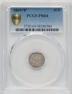 1869 3CS Proof Three Cent Silver PCGS PR64
