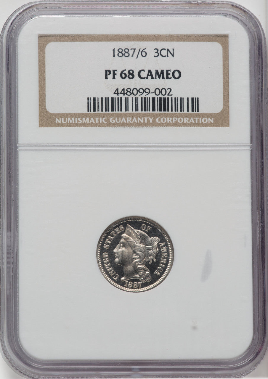 1887/6 3CN CA Proof Three Cent Nickel NGC PR68