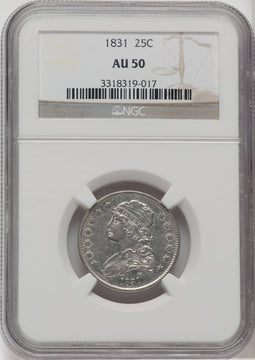 1831 25C Small Letters Bust Quarter NGC AU50