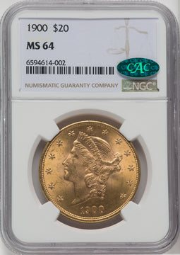 1900 $20 CAC Liberty Double Eagle NGC MS64