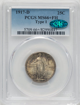 1917-D Type One FH CAC Standing Liberty Quarter PCGS MS66+