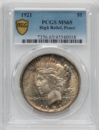 1921 $1 Peace Dollar PCGS MS65