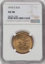 1910-S $10 Indian Eagle NGC AU58