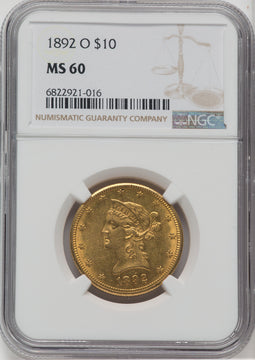 1892-O $10 Liberty Eagle NGC MS60