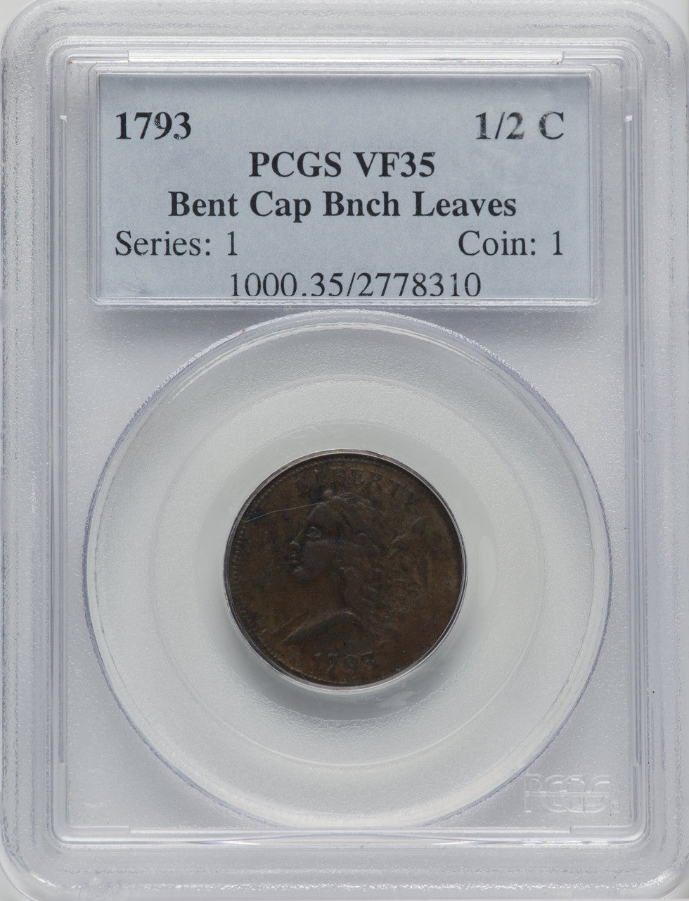 1793 1/2 C BN Half Cent PCGS VF35