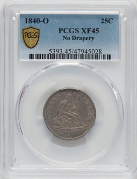 1840-O 25C NO DRAPERY Seated Quarter PCGS XF45