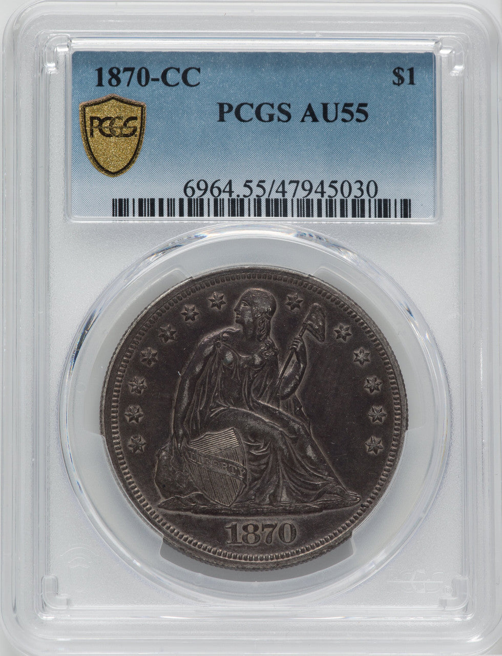 1870-CC S$1 Seated Dollar PCGS AU55