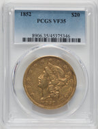 1852 $20 Liberty Double Eagle PCGS VF35