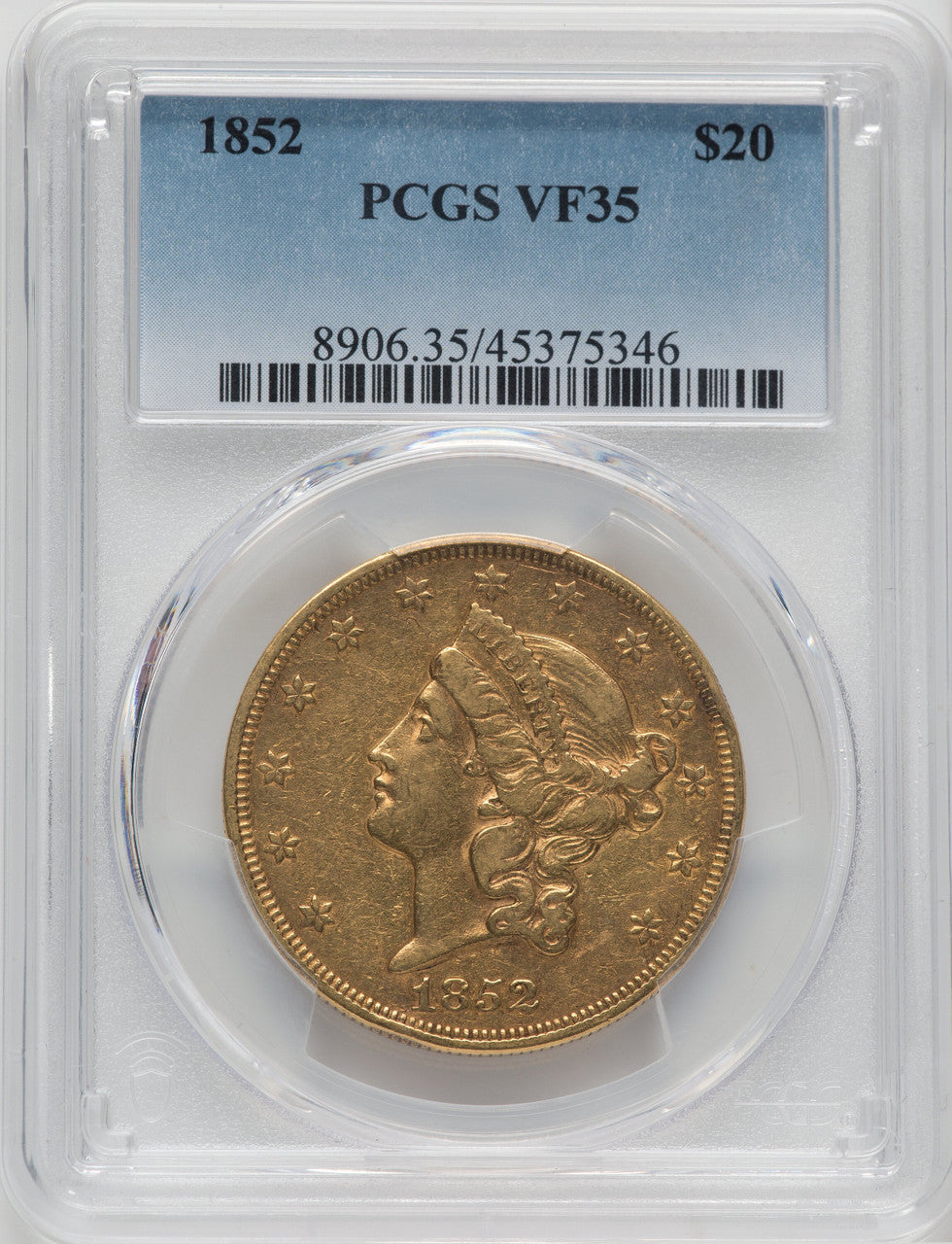 1852 $20 Liberty Double Eagle PCGS VF35