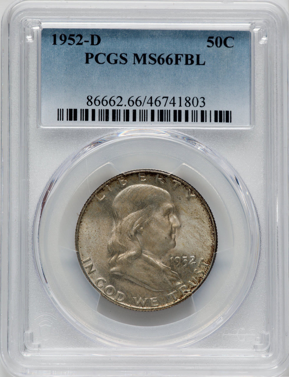 1952-D 50C FL Franklin Half Dollar PCGS MS66