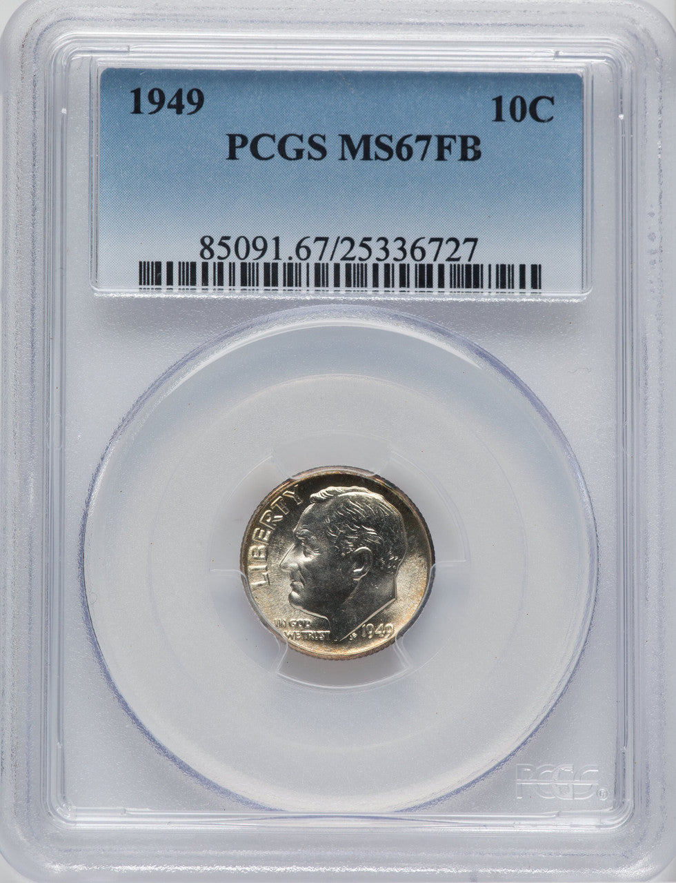 1949 10C FB Roosevelt Dime PCGS MS67