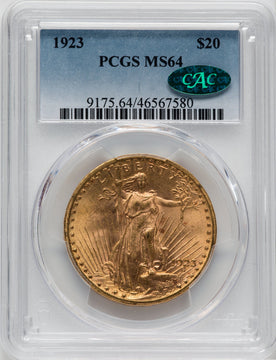 1923 $20 CAC Saint-Gaudens Double Eagle PCGS MS64