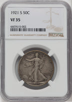 1921-S 50C Walking Liberty Half Dollar NGC VF35