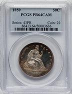 1859 50C CA Proof Seated Half Dollar PCGS PR64